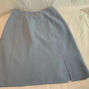 Baby Blue Pencil Skirt by Harve Bernard.  Front side slit. Side zipper size 6